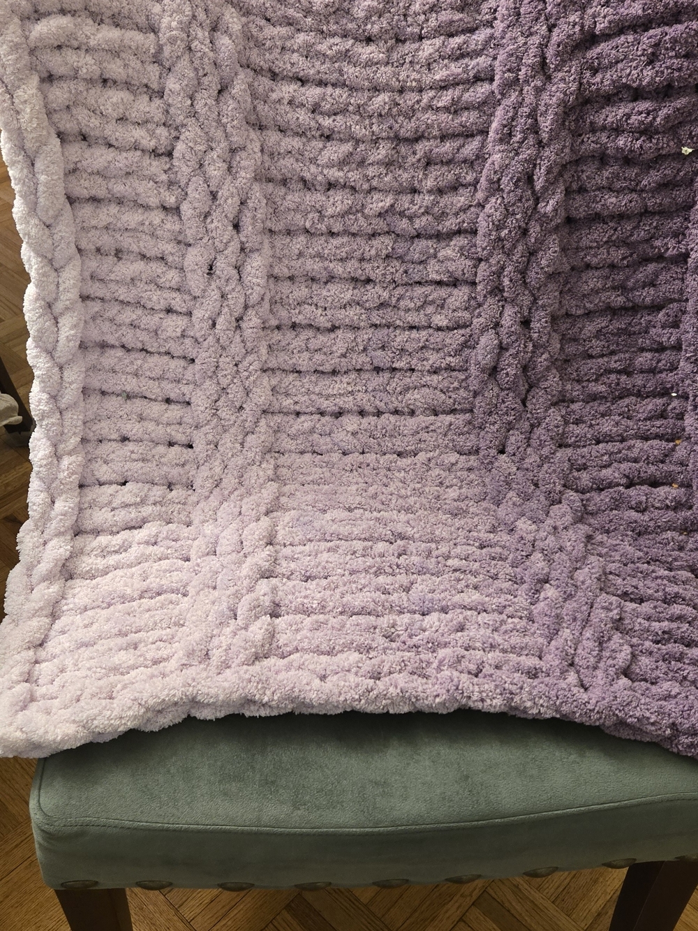 Plush Handmade/HandKnit Lavender Baby Blanket